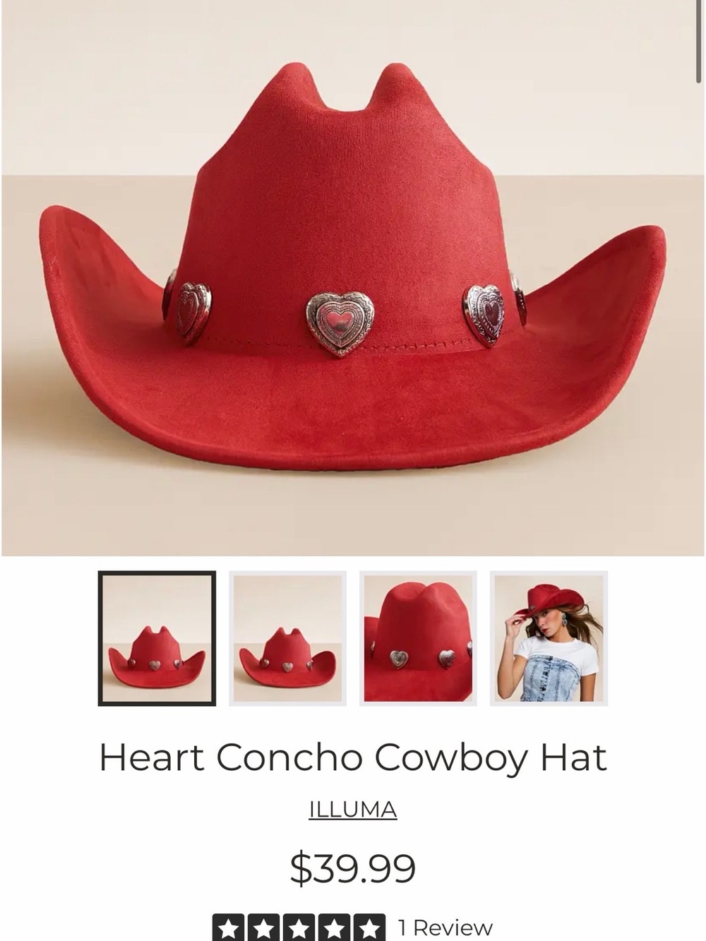 Buckle White Heart Concho Cowboy Hat with Silver Heart Conchos - Illuma NWT - Picture 2 of 9